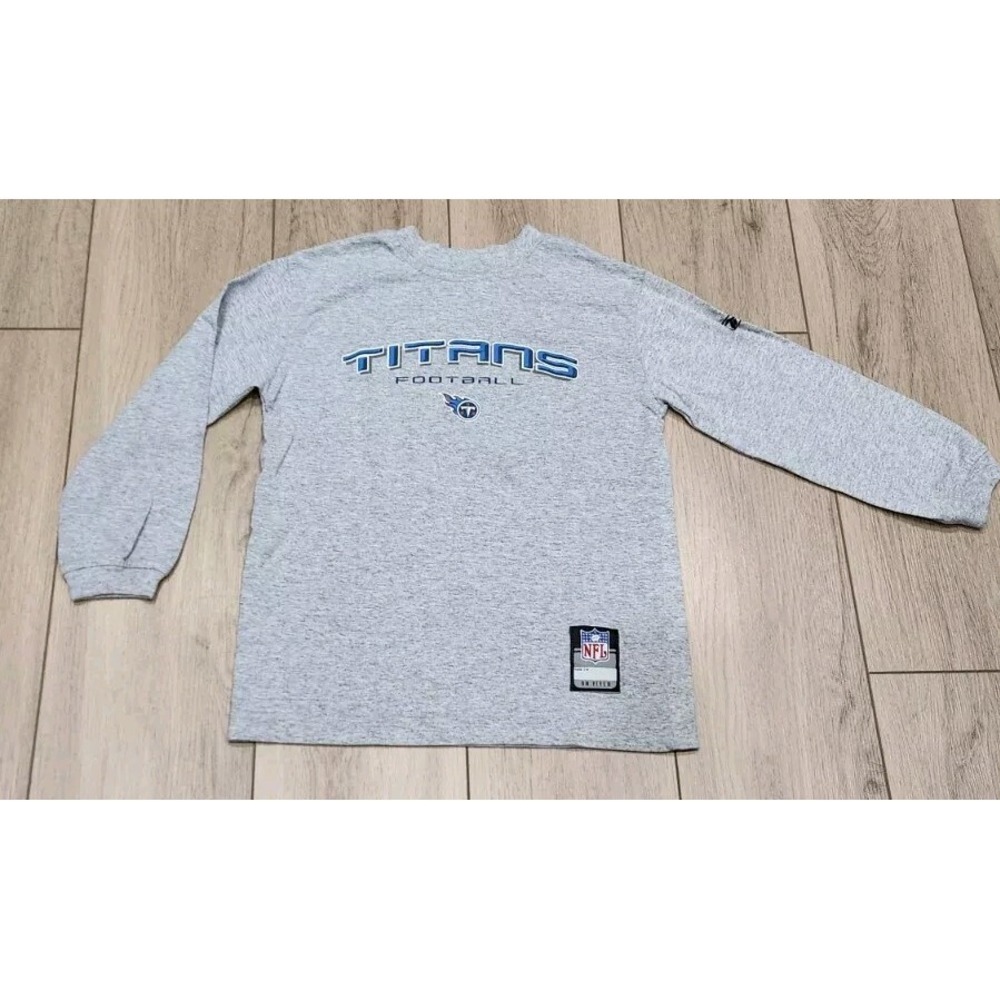 NFL Tennessee Titans Football Long Sleeve Shirt Kids Children Size 8 Gray Reebok